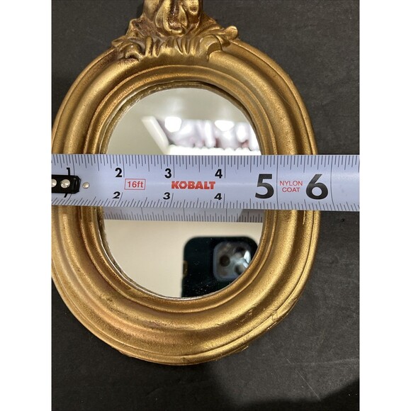 Gold Gilt Ornate Plaster Wall Mirror Rococo Baroque Style Oval Small Vintage - Picture 7 of 16